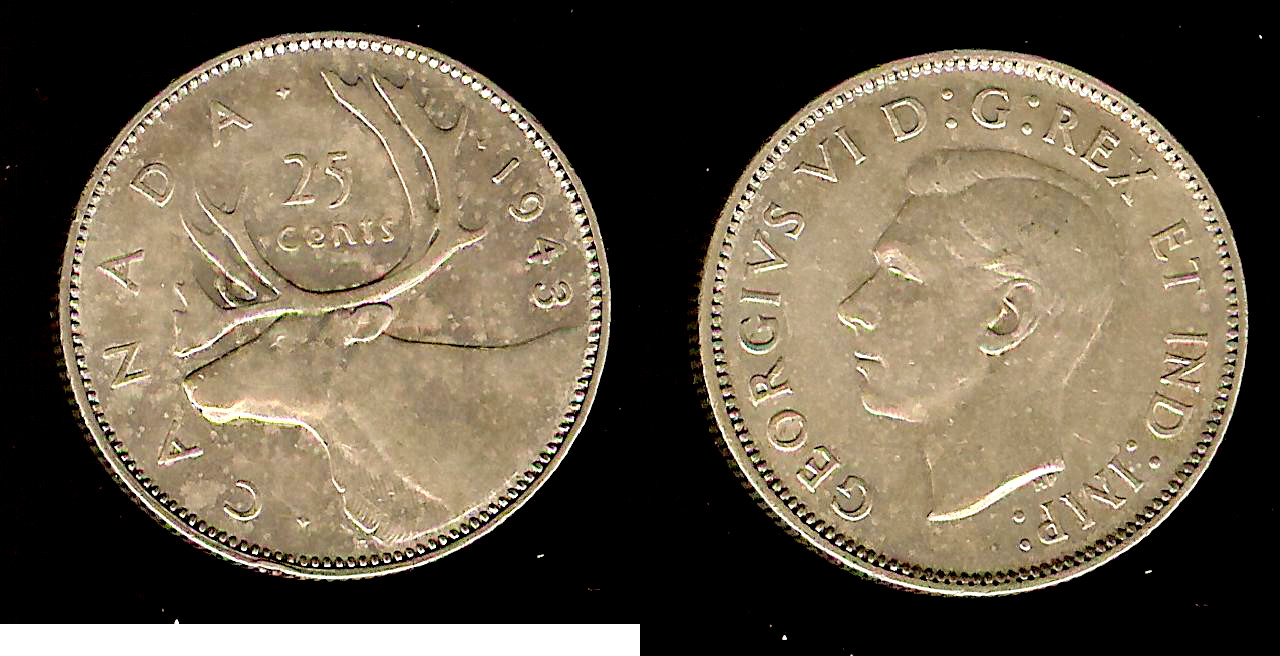 Canada 25 cents 1943 AU